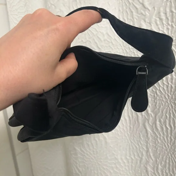 Starbucks Black Velour Mini Shoulder Bag Gold Logo Y2K Rare Small Purse - Picture 4 of 6